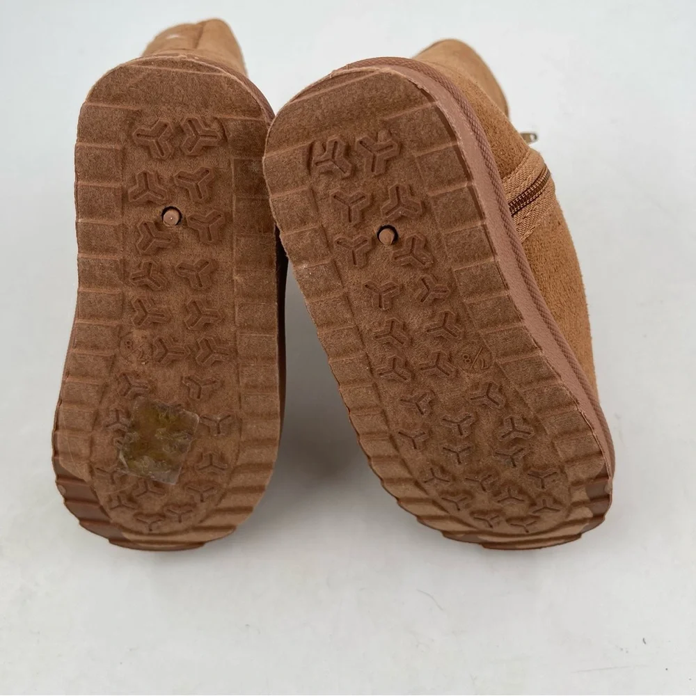 NEW! Kidgets Unisex Kids Cognac Sherpa Lined Zippered Winter Boots - Size 7/8
